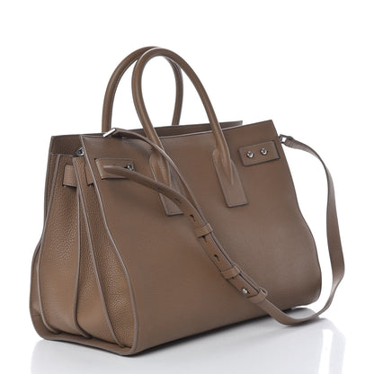 Saint Laurent Grained Calfskin Medium Souple Sac De Jour Taupe 4 of 15
