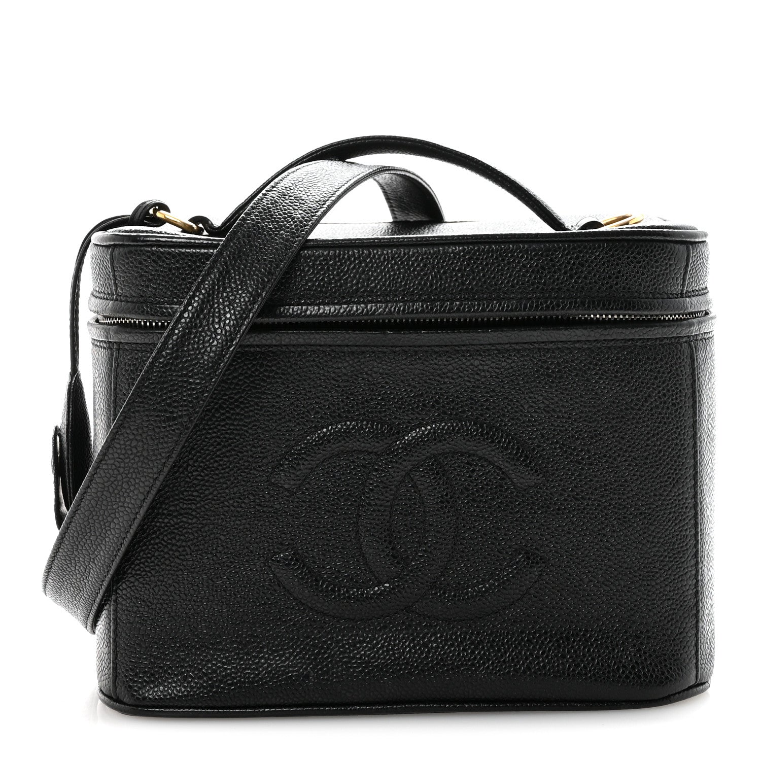 Chanel Caviar CC Vanity Train Case Black 1858721 – FASHIONPHILE