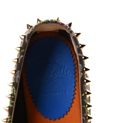 Christian Louboutin Canvas Loubi Jungle Print Ares Spikes Flat Espadrille 37 Black 6 of 9