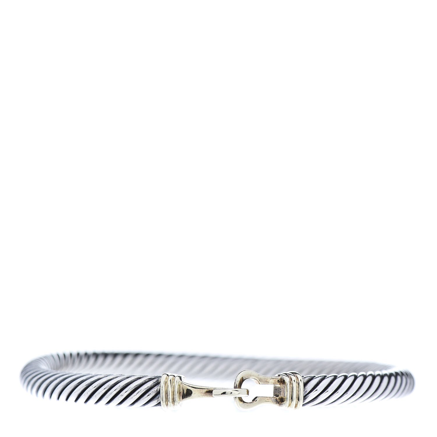 David Yurman Sterling Silver 14K Yellow Gold 5mm Cable Classic Buckle Bracelet 1 of 5