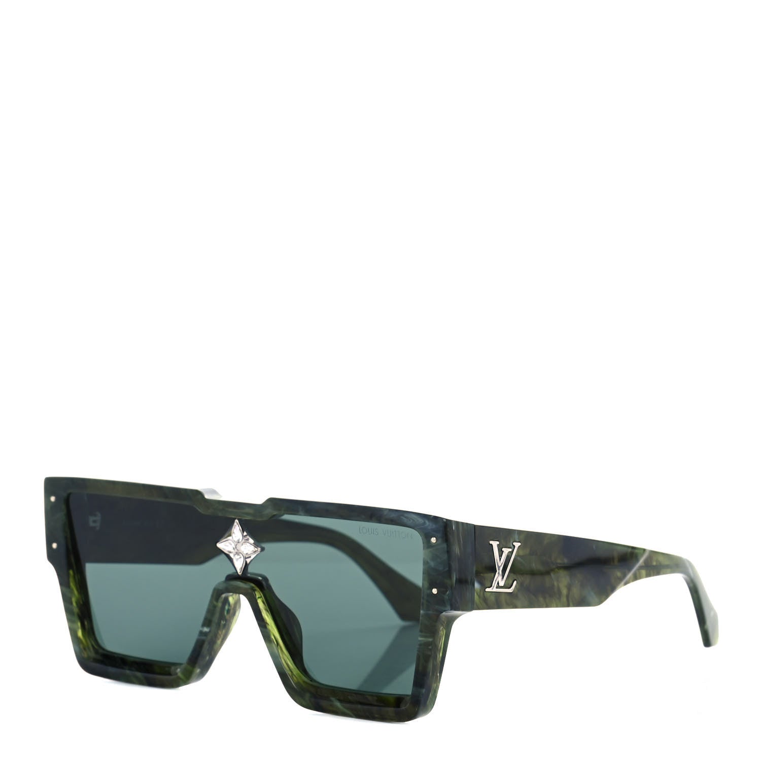 Louis Vuitton Acetate Marble Effect Swarovski Cyclone Sunglasses Z1552W Green 1 of 8