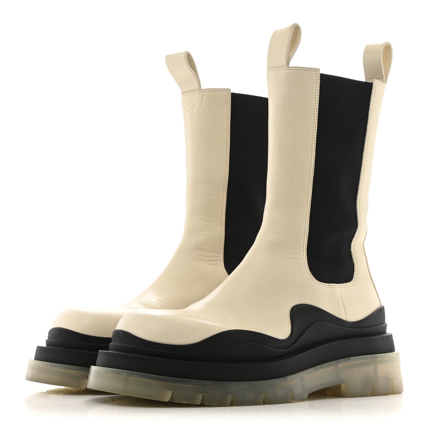 Calfskin The Tire Chelsea Boots 39.5 Wax Black Transparent