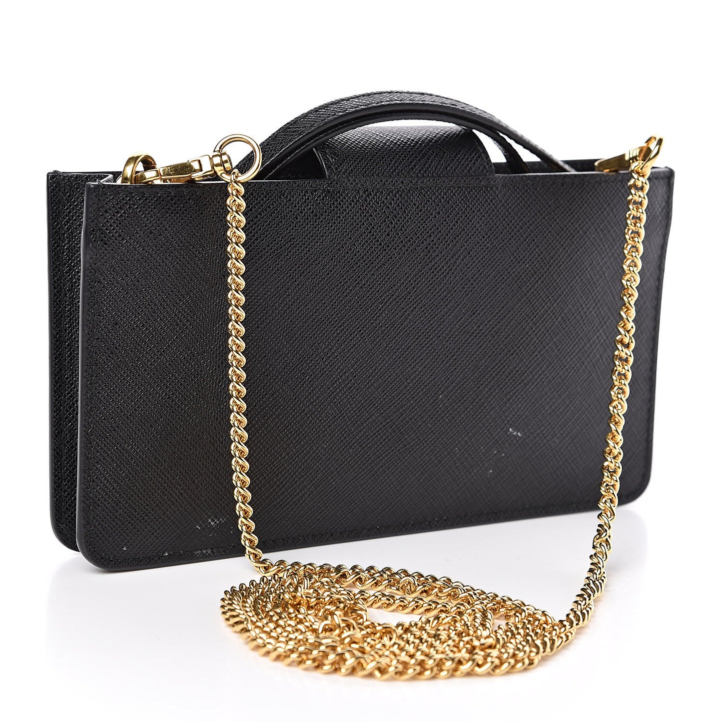 Saffiano Metal Mini Chain Wallet Black