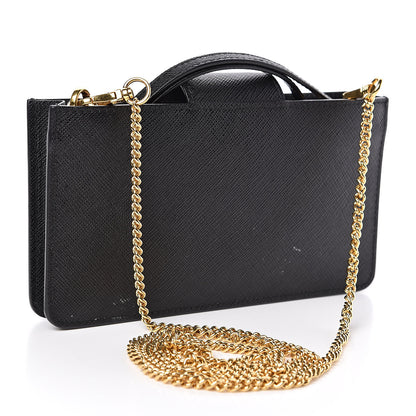 Prada Saffiano Metal Mini Chain Wallet Black 3 of 11