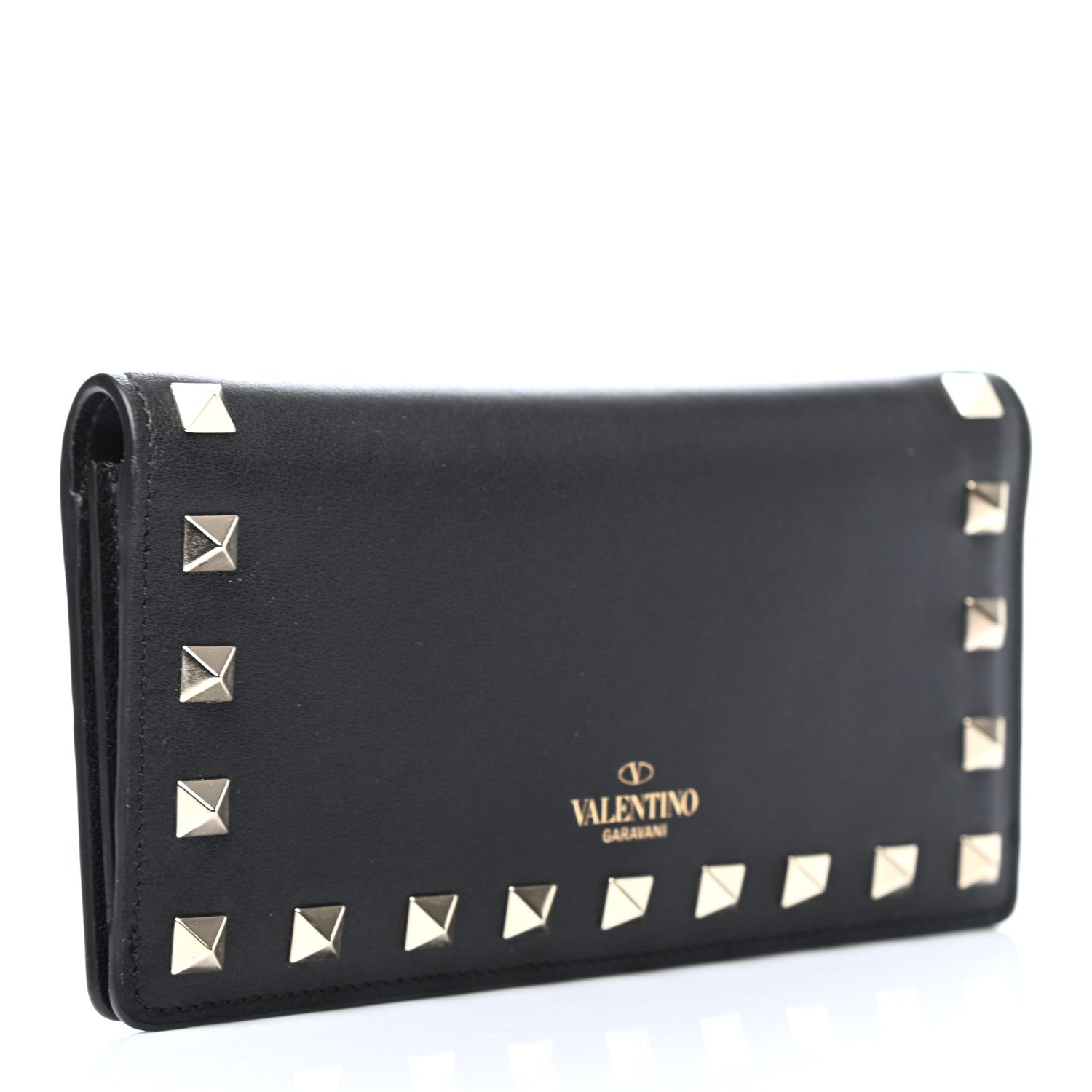 Valentino Garavani Vitello Rockstud Flap Wallet Black 4 of 9