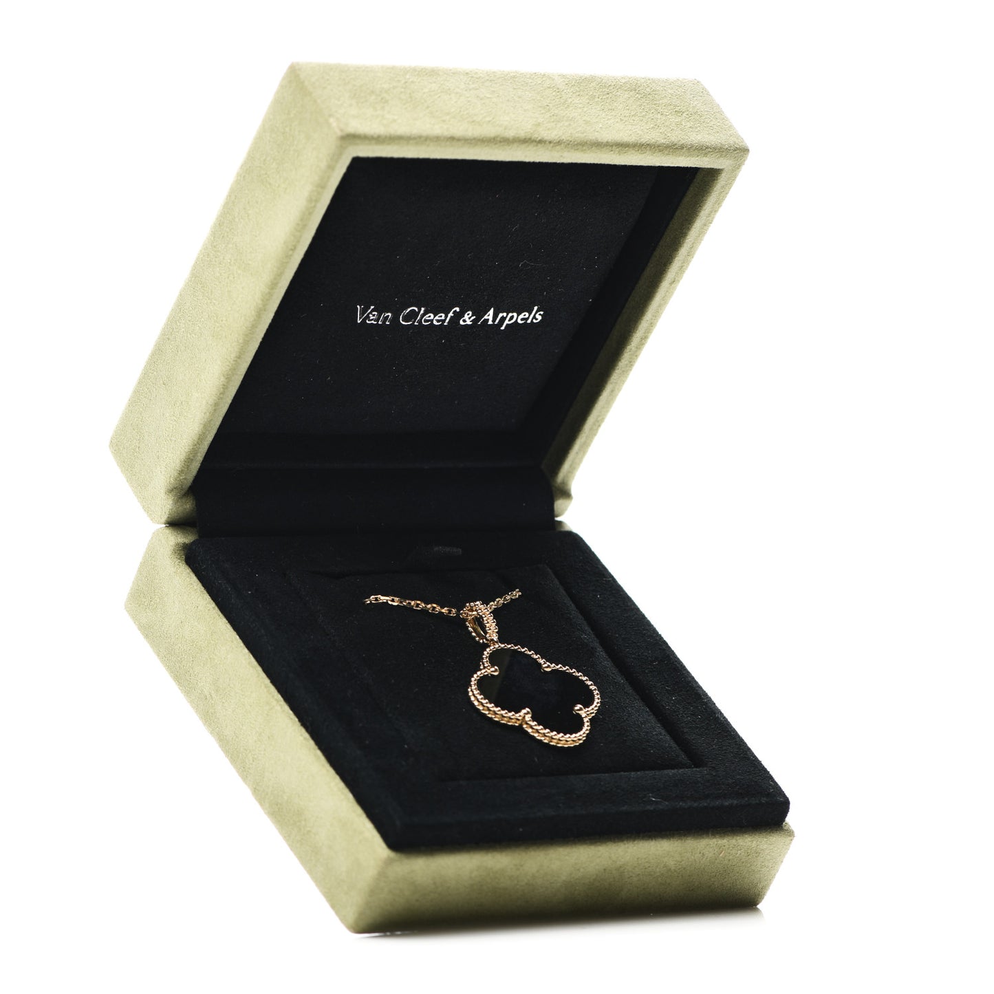 18K Yellow Gold Black Onyx Magic Alhambra Pendant Necklace