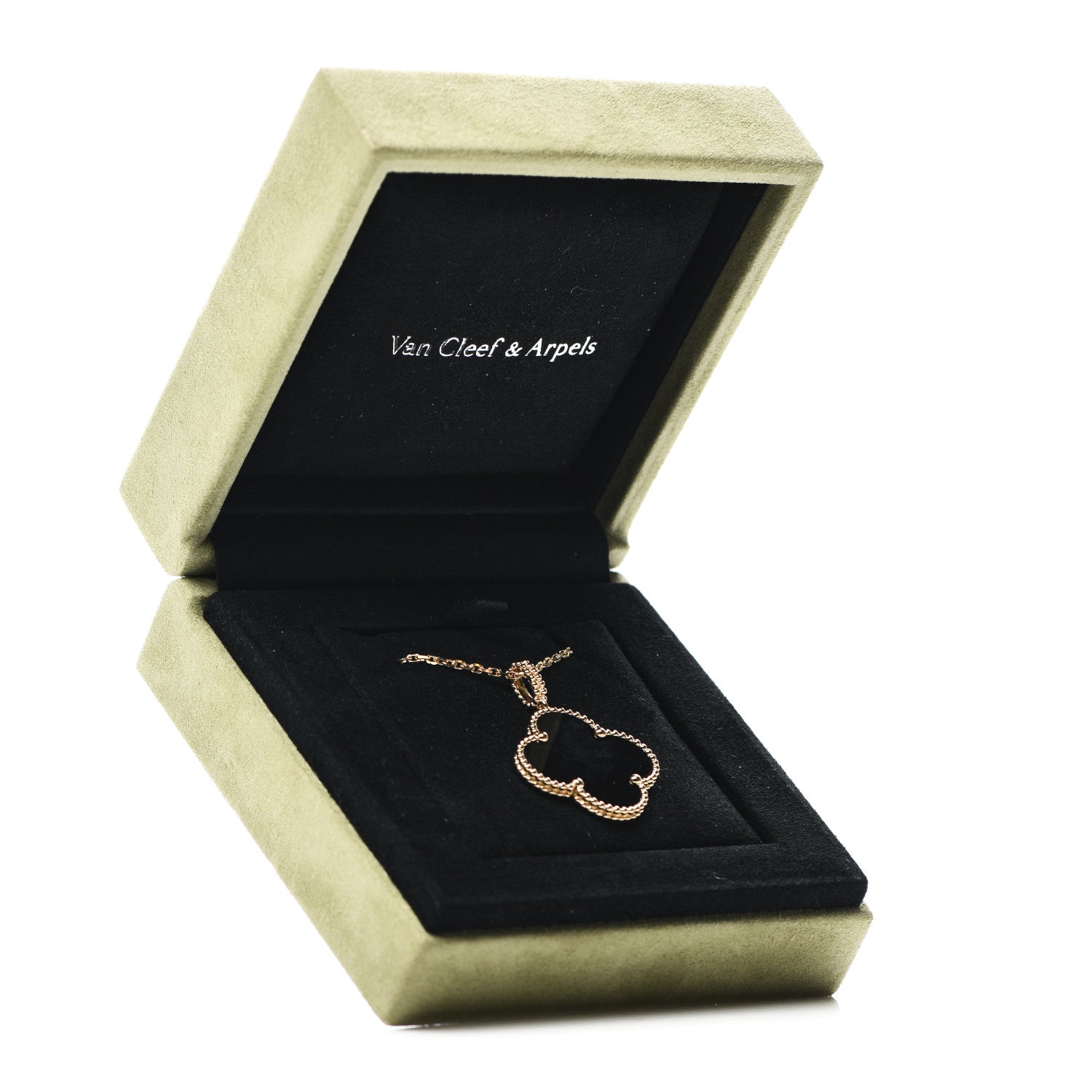 Van Cleef & Arpels 18K Yellow Gold Black Onyx Magic Alhambra Pendant Necklace 7 of 7