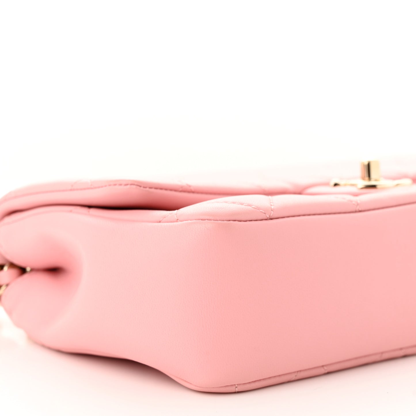 Lambskin Quilted Resin Bi-Color Chain Flap Bag Pink