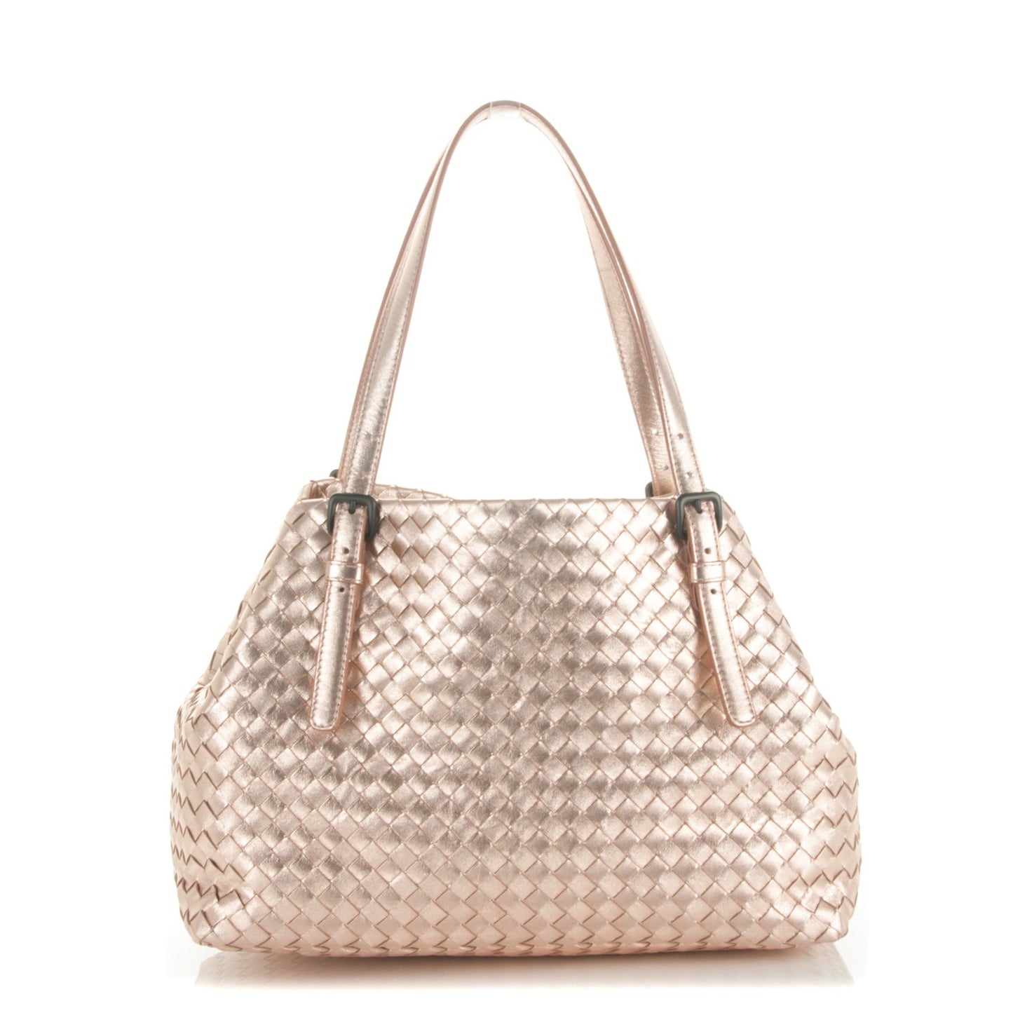 Metallic Grosgrain Intrecciato Medium A Shape Seamless Tote Rose Gold