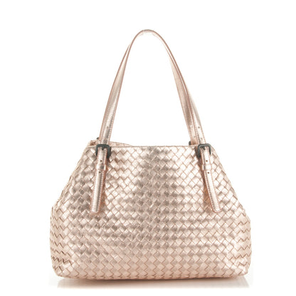 Bottega Veneta Metallic Grosgrain Intrecciato Medium A Shape Seamless Tote Rose Gold 1 of 8