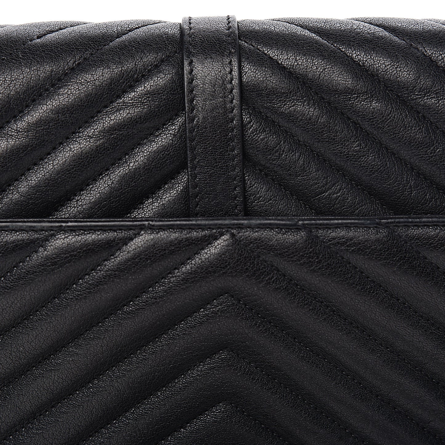 Sheepskin Matelasse Chevron Monogram Medium College Bag Black