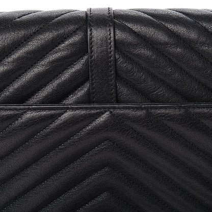 Saint Laurent Sheepskin Matelasse Chevron Monogram Medium College Bag Black 12 of 15