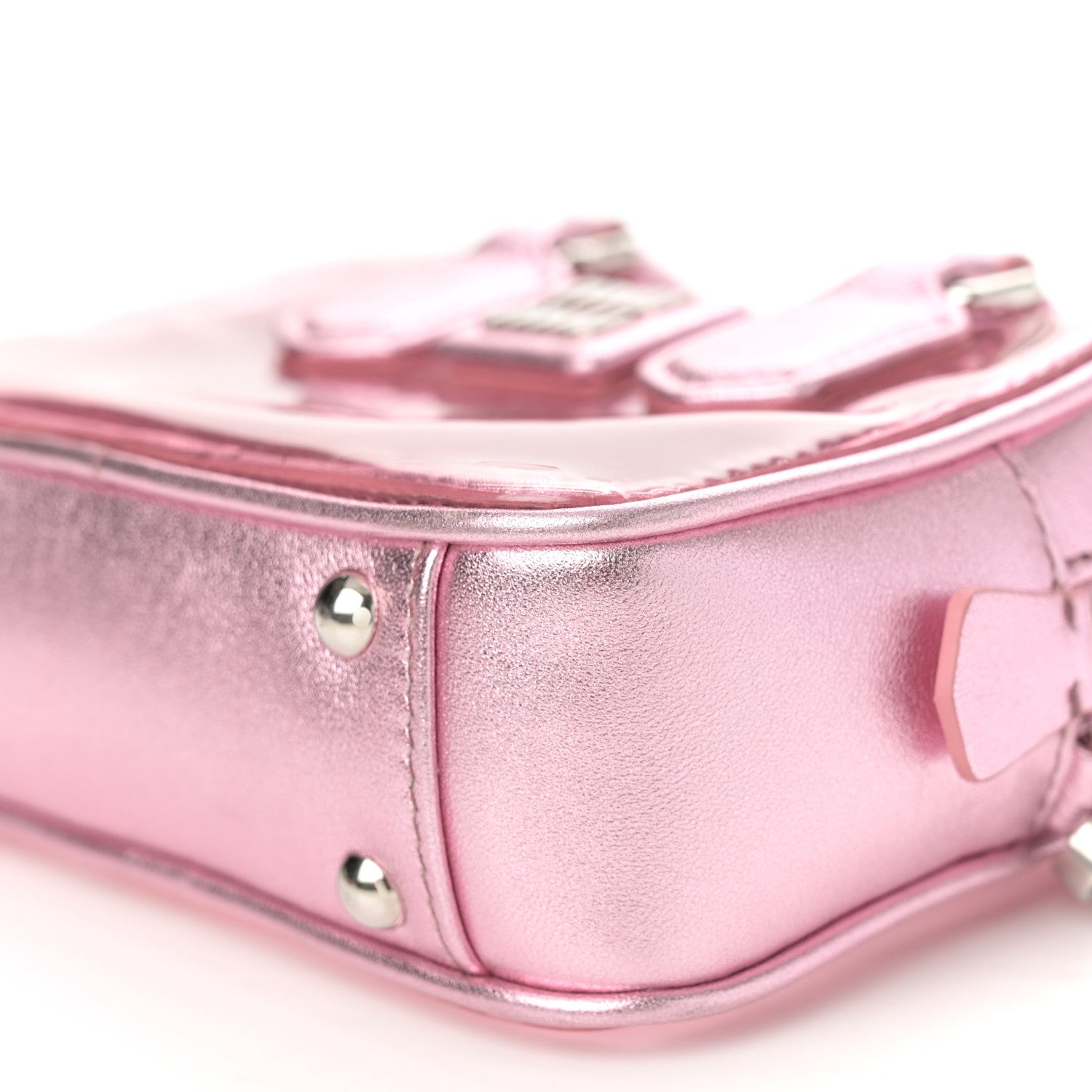 Miu Miu Metallic Nappa Plexi Vinyl Mini Top Handle Crossbody Rosa Mordore 9 of 9