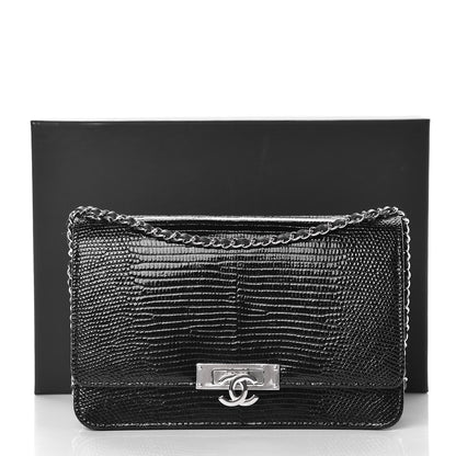 Chanel Lizard Golden Class Wallet on Chain WOC Black 11 of 11
