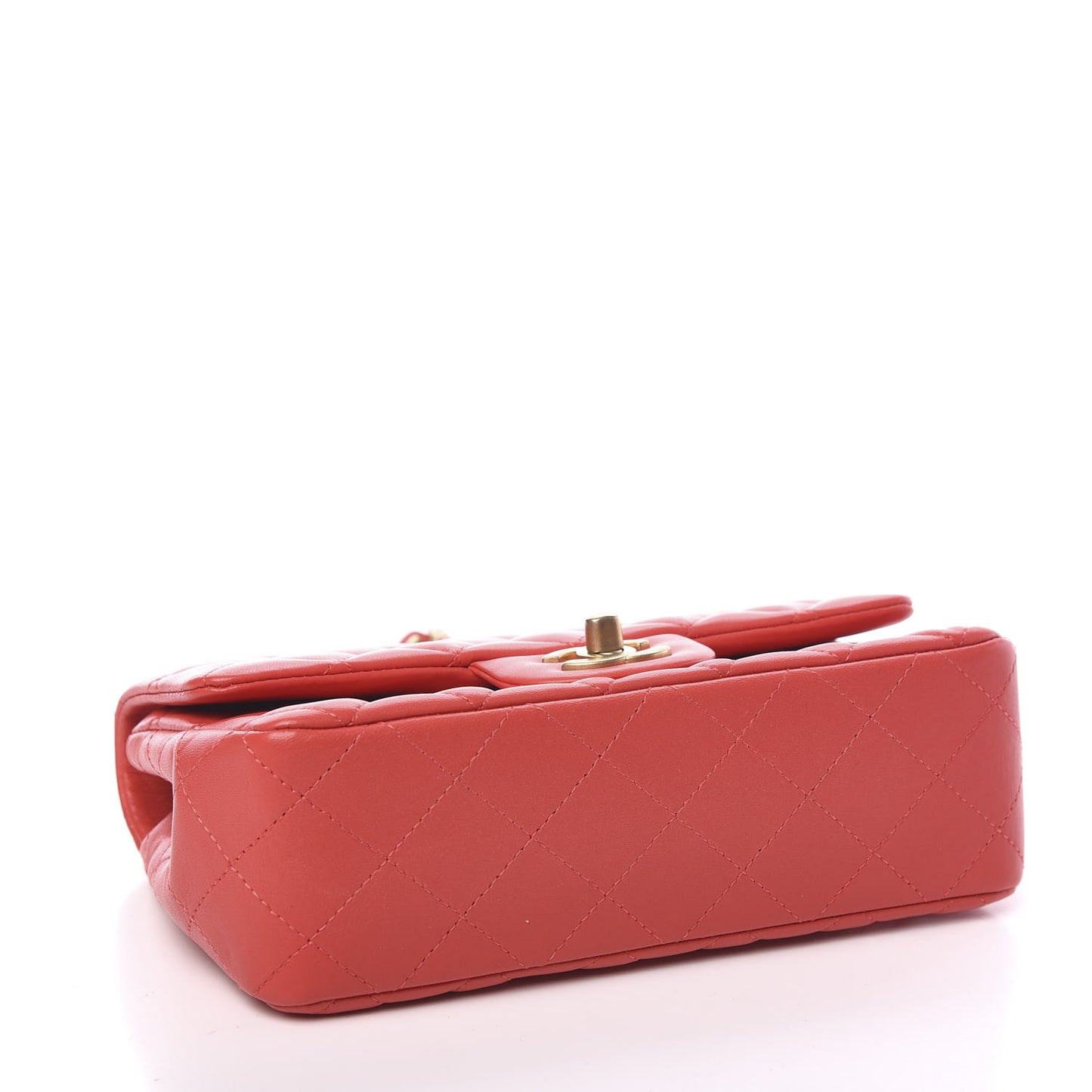 Lambskin Quilted Mini Rectangular Flap Red