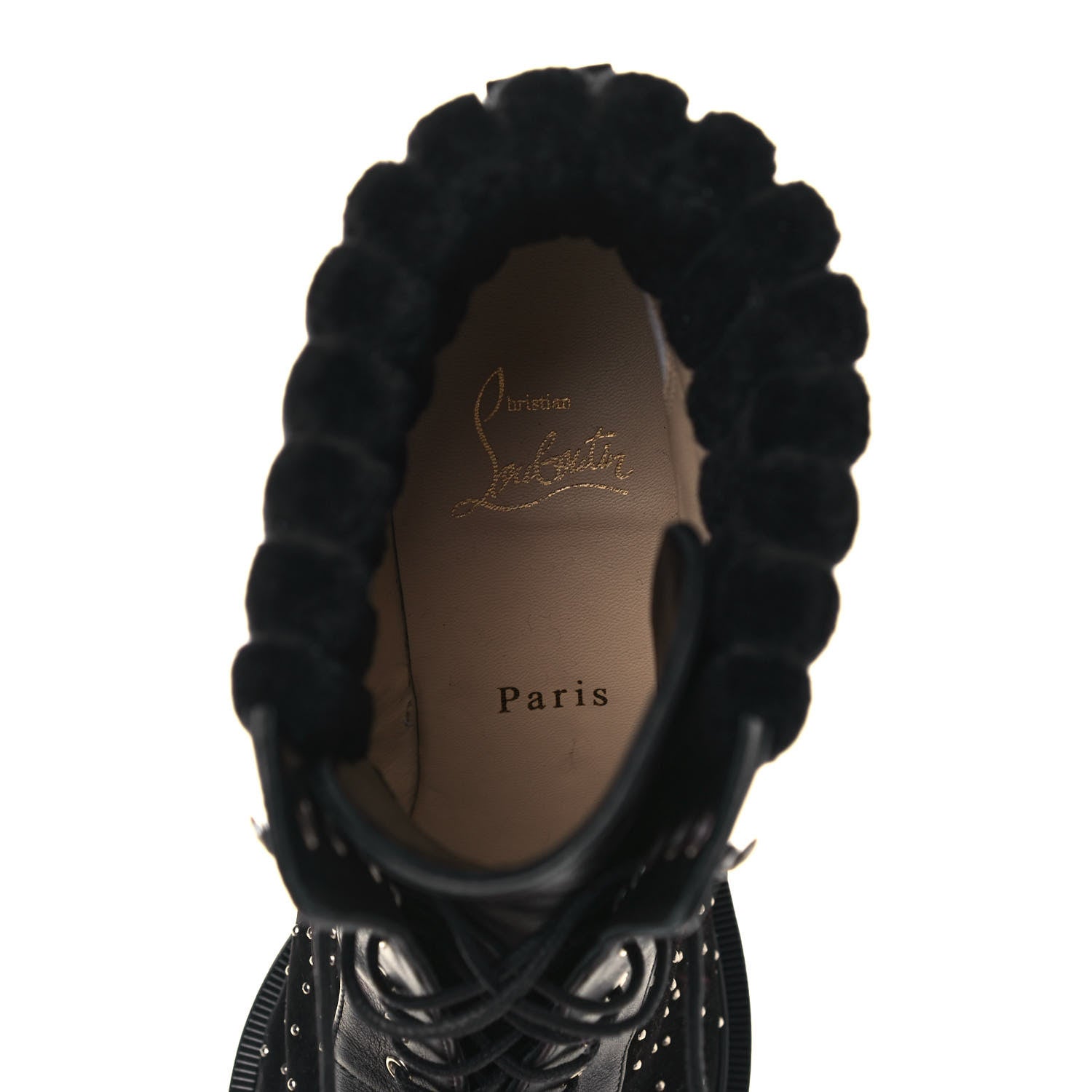 Christian Louboutin Dakita Calfskin 70 Studded Combat Boots 39.5 Black 8 of 9