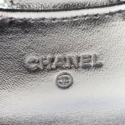 Chanel Gradient Metallic Calfskin Quilted Flap Card Holder Wallet Silver Blue Yellow Purple 6 of 10