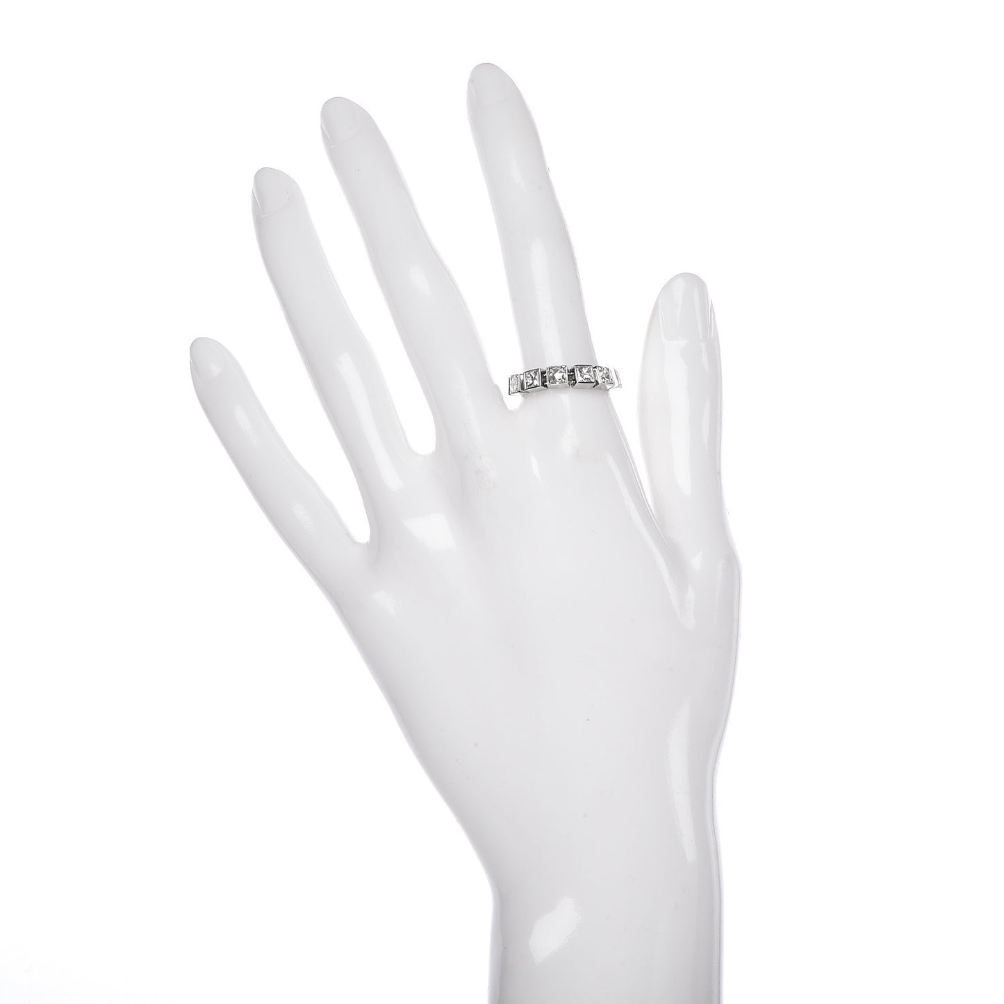 18K White Gold Diamond T Line Band Ring 52 6
