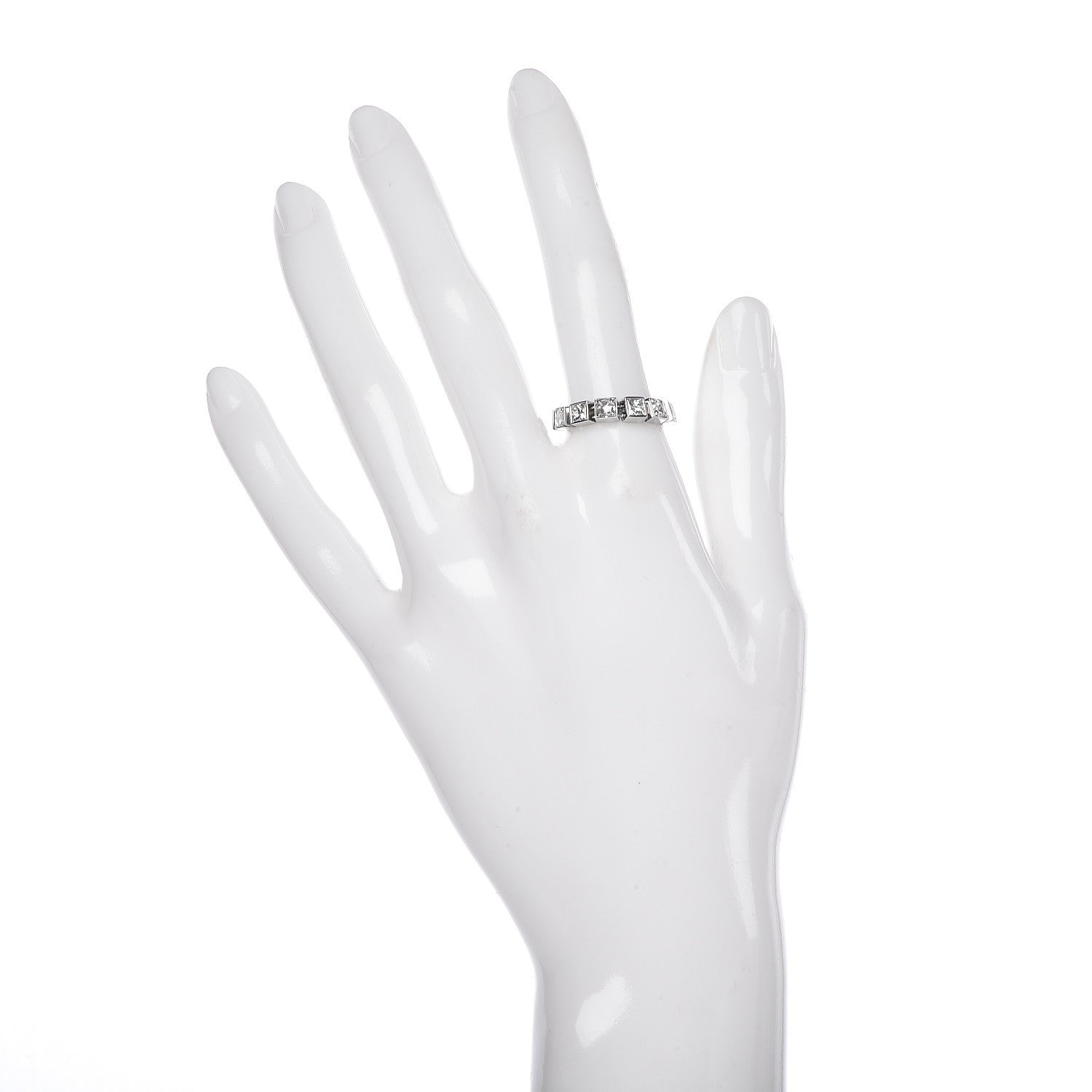 Tiffany 18K White Gold Diamond T Line Band Ring 52 6 2 of 5