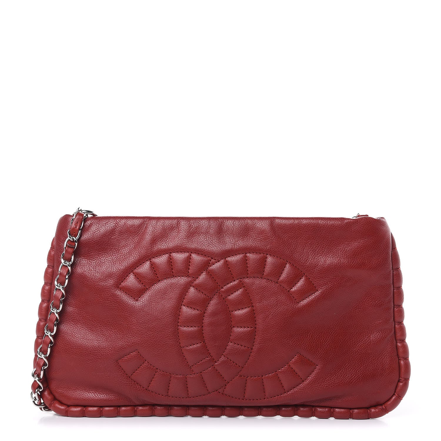 Chanel Calfskin On The Bund Pochette Dark Red 1 of 12