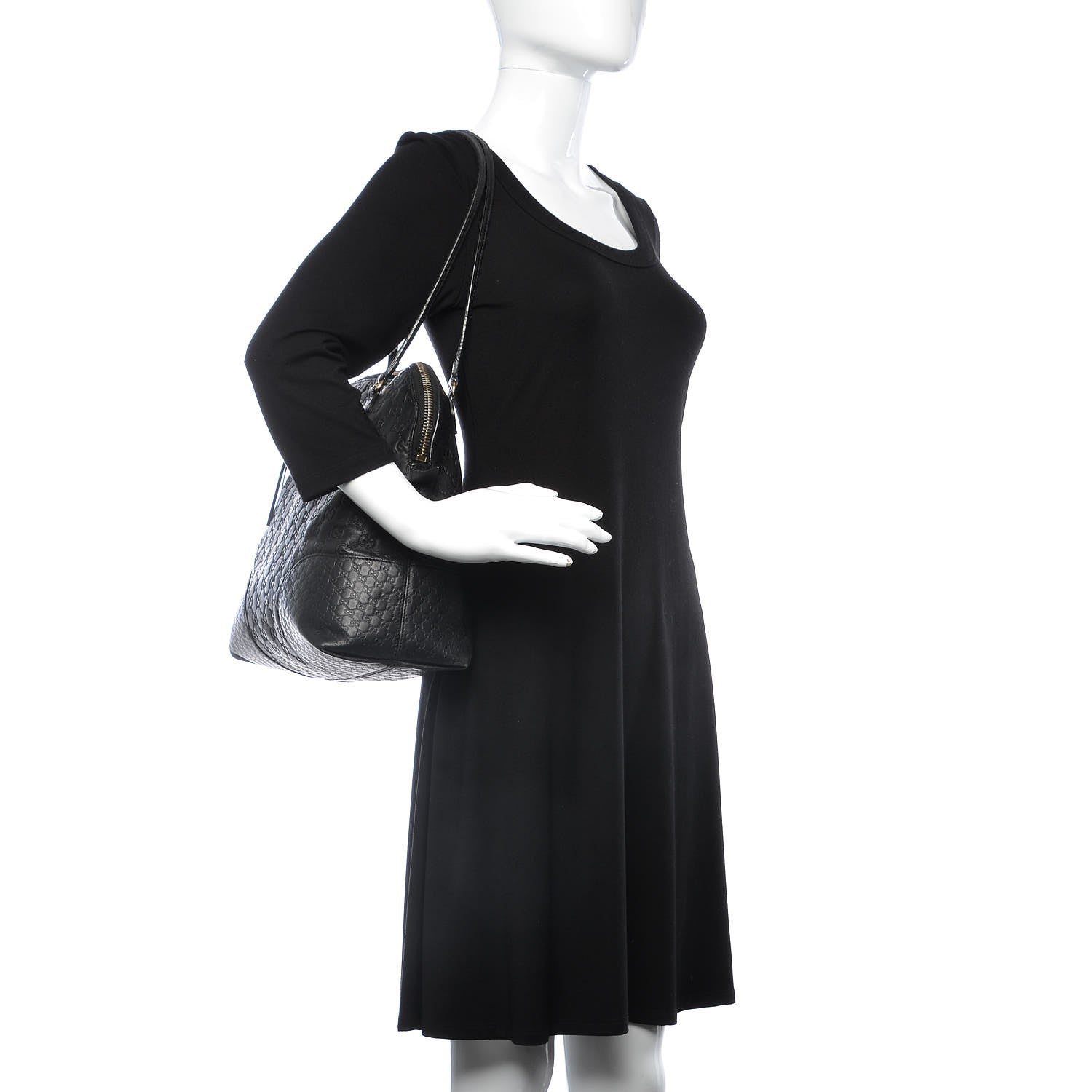 Gucci Guccissima Medium Bree Shoulder Bag Black 2 of 26