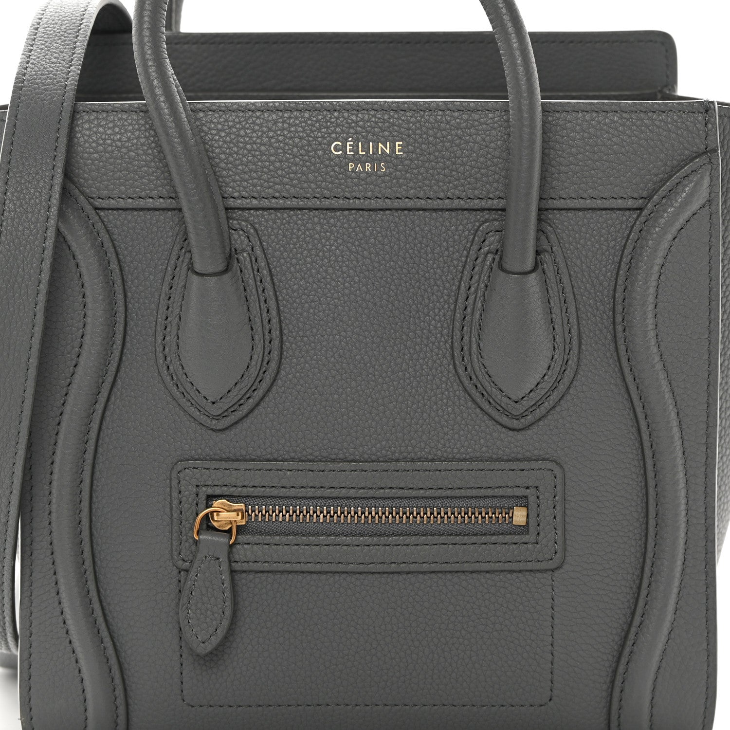 Celine Baby Drummed Calfskin Nano Luggage Kohl 8 of 15