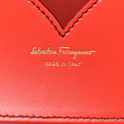 Salvatore Ferragamo Calfskin Vara Bow Top Handle Wallet On Strap Red Pink 5 of 6