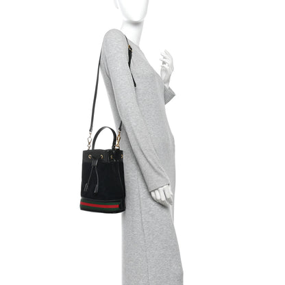 Gucci Suede Patent Web Small Ophidia Bucket Bag Black 2 of 11