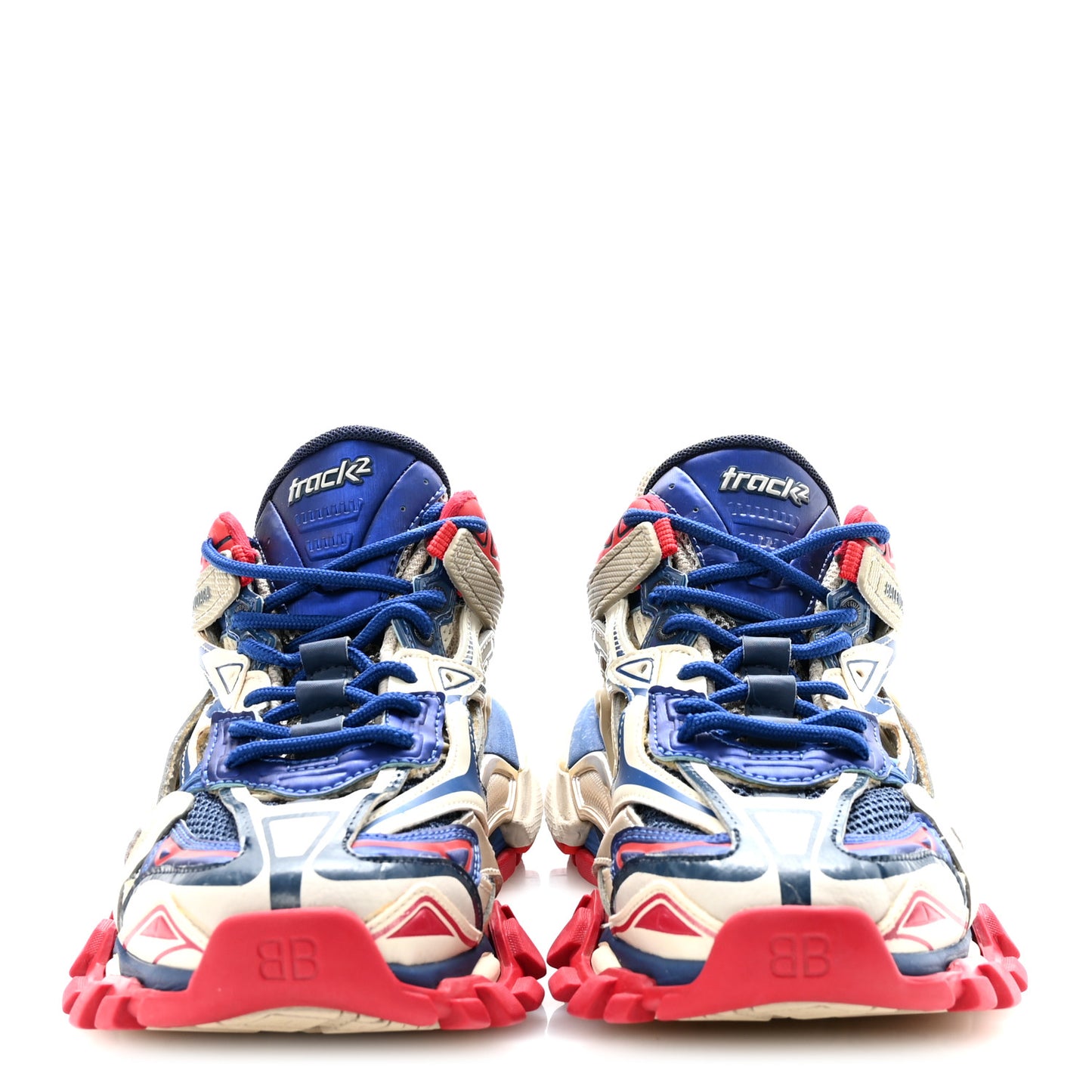 Rubber Mesh Bi-Color Womens Track.2 Open Sneakers 39 Beige Blue Red
