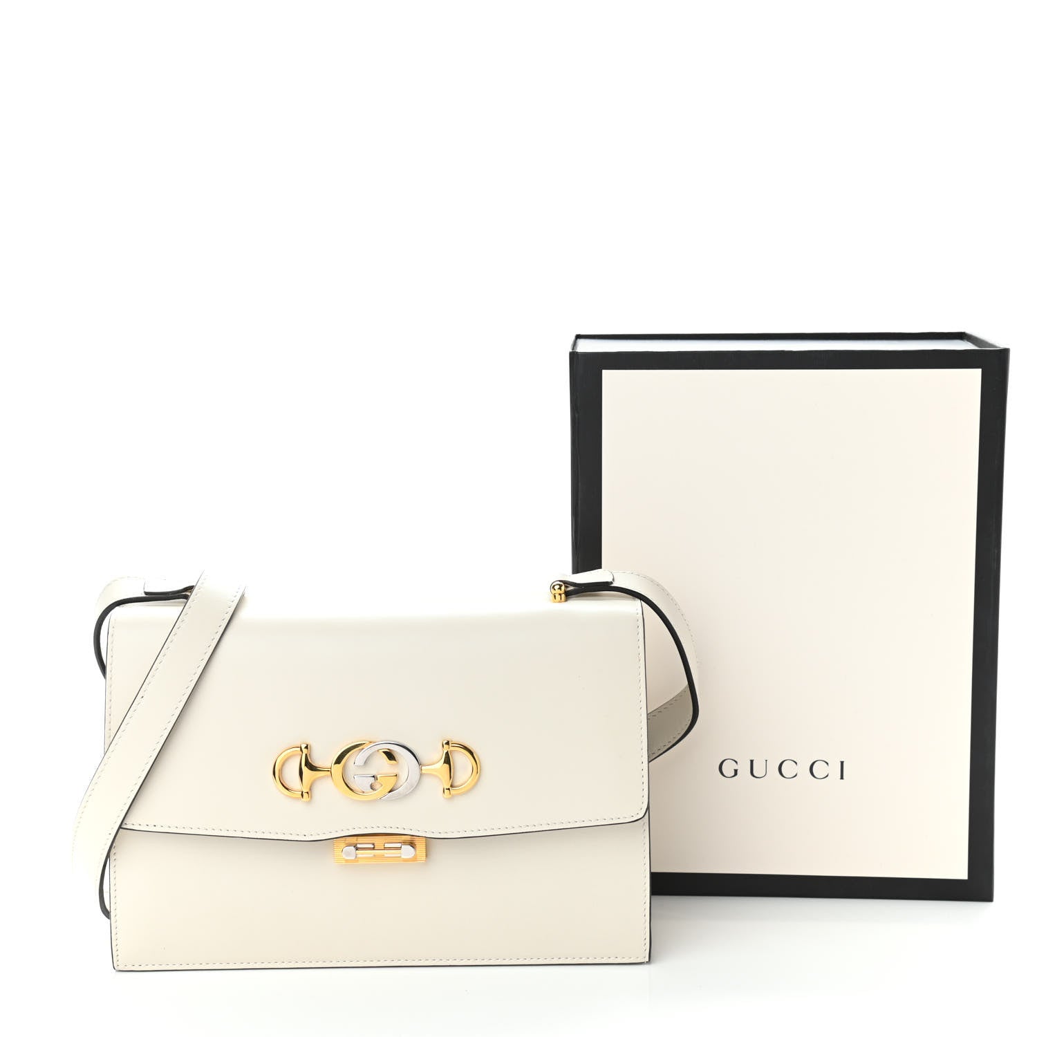 Gucci Grained Calfskin Small Zumi Shoulder Bag Mystic White 13 of 13