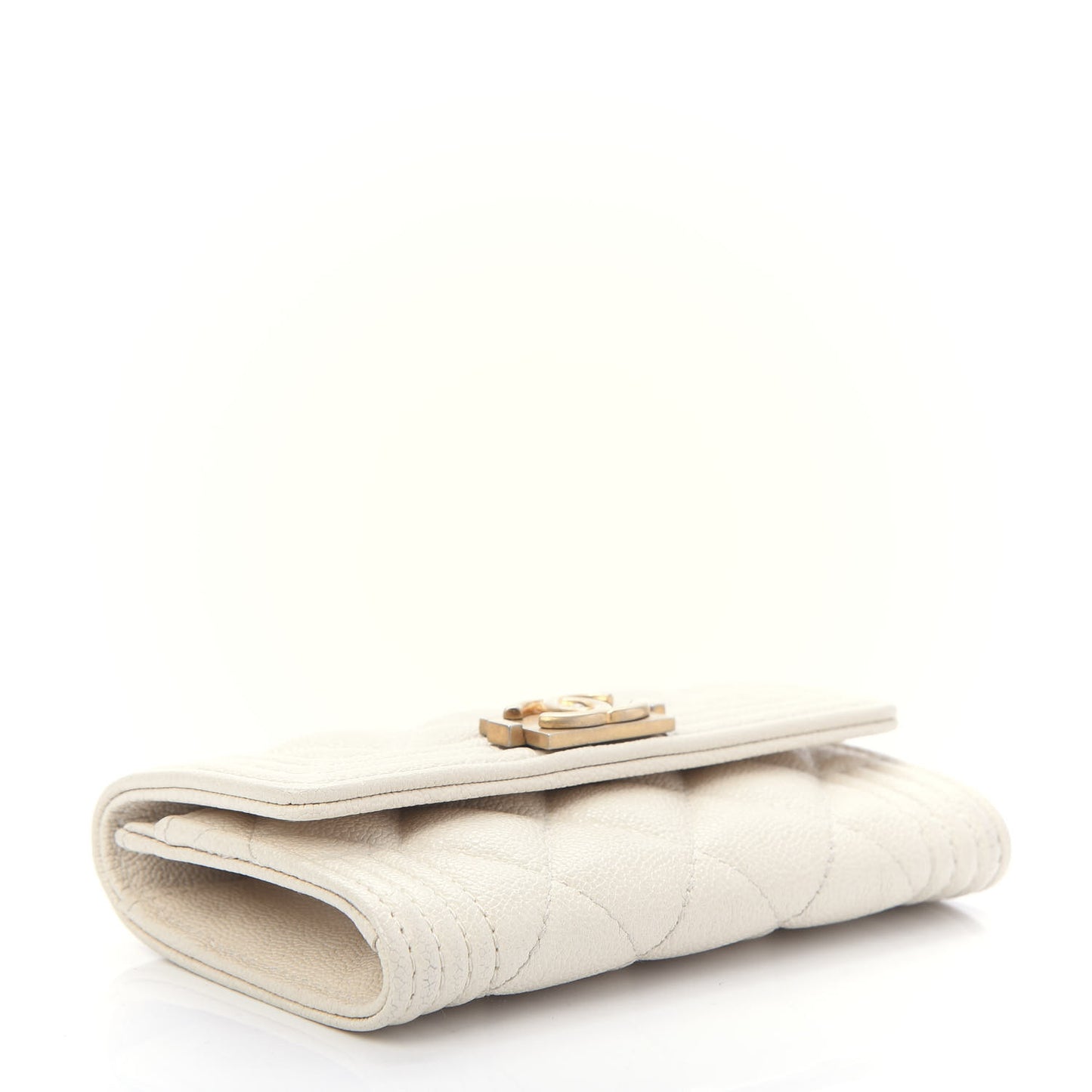 Caviar Quilted Boy Flap Card Holder White