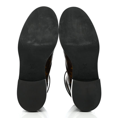 Louis Vuitton Calfskin Monogram Wonderland Flat Ranger Boots 39 Black 5 of 13