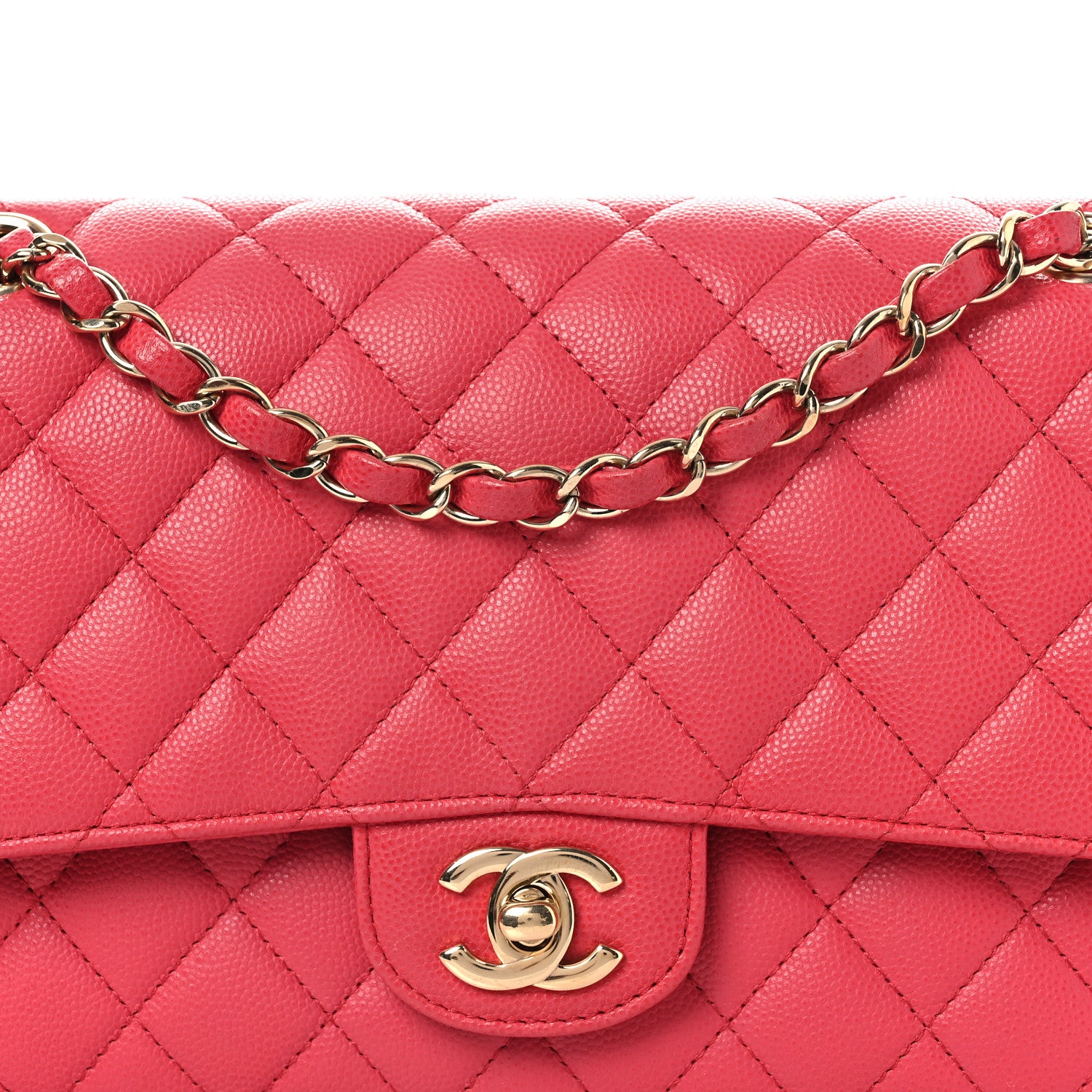 Chanel Caviar Quilted Medium Double Flap Dark Pink 8 of 12