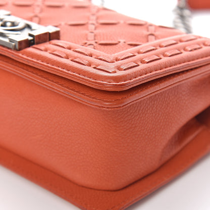 Chanel Caviar Stitched Small Boy Flap Dark Orange 13 of 17