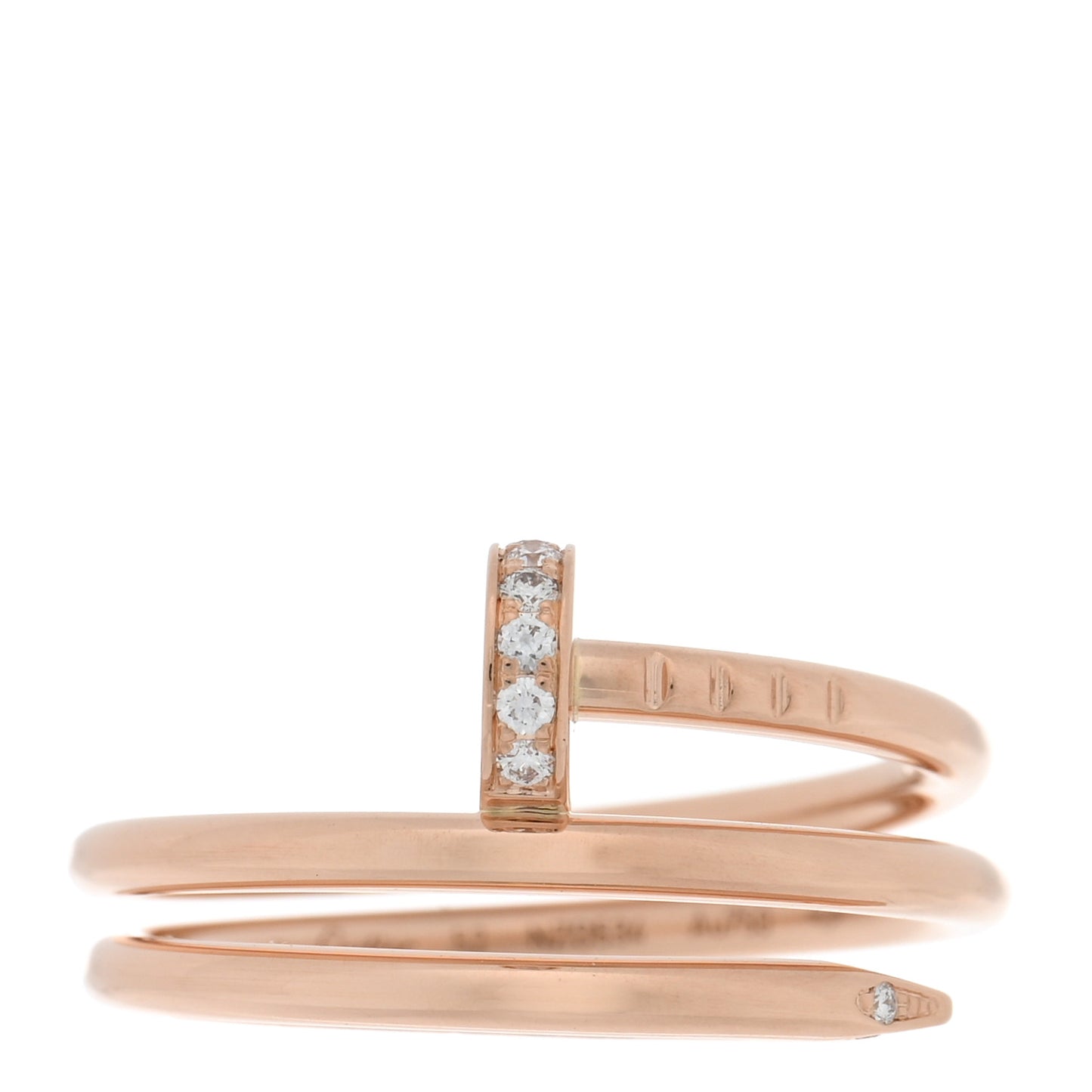 18K Pink Gold Diamond Double Juste Un Clou Ring 52 6