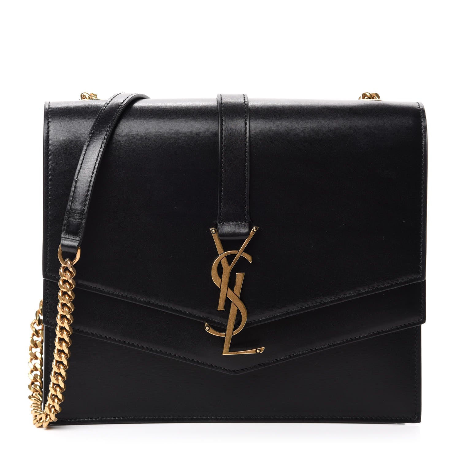 Saint Laurent Smooth Calfskin Monogram Medium Sulpice Shoulder Bag Black 1 of 10