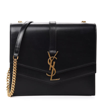 Saint Laurent Smooth Calfskin Monogram Medium Sulpice Shoulder Bag Black 1 of 10