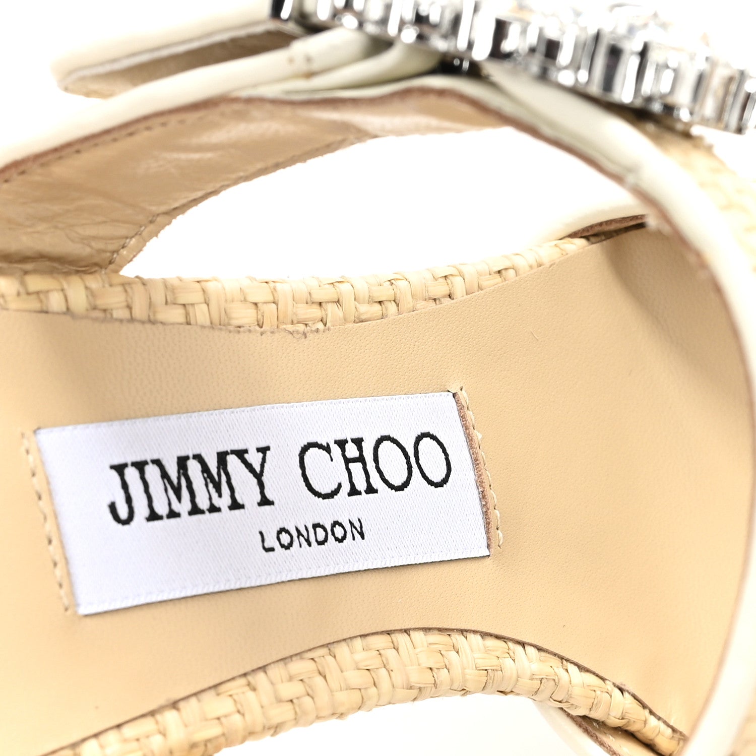 Jimmy Choo Raffia Crystal Dyana 85 Mule Pumps 38.5 Natural Milk 8 of 9