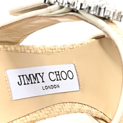 Jimmy Choo Raffia Crystal Dyana 85 Mule Pumps 38.5 Natural Milk 8 of 9