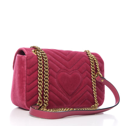 Gucci Velvet Matelasse Small GG Marmont Shoulder Bag Light Raspberry Rose 2 of 9