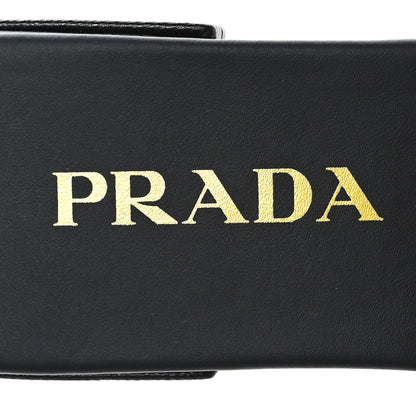 Prada Jacquard Trianglolo Symbole Embroidered Metal Triangle Logo 10mm Slide Sandals 36.5 Black Bruciato 6 of 7