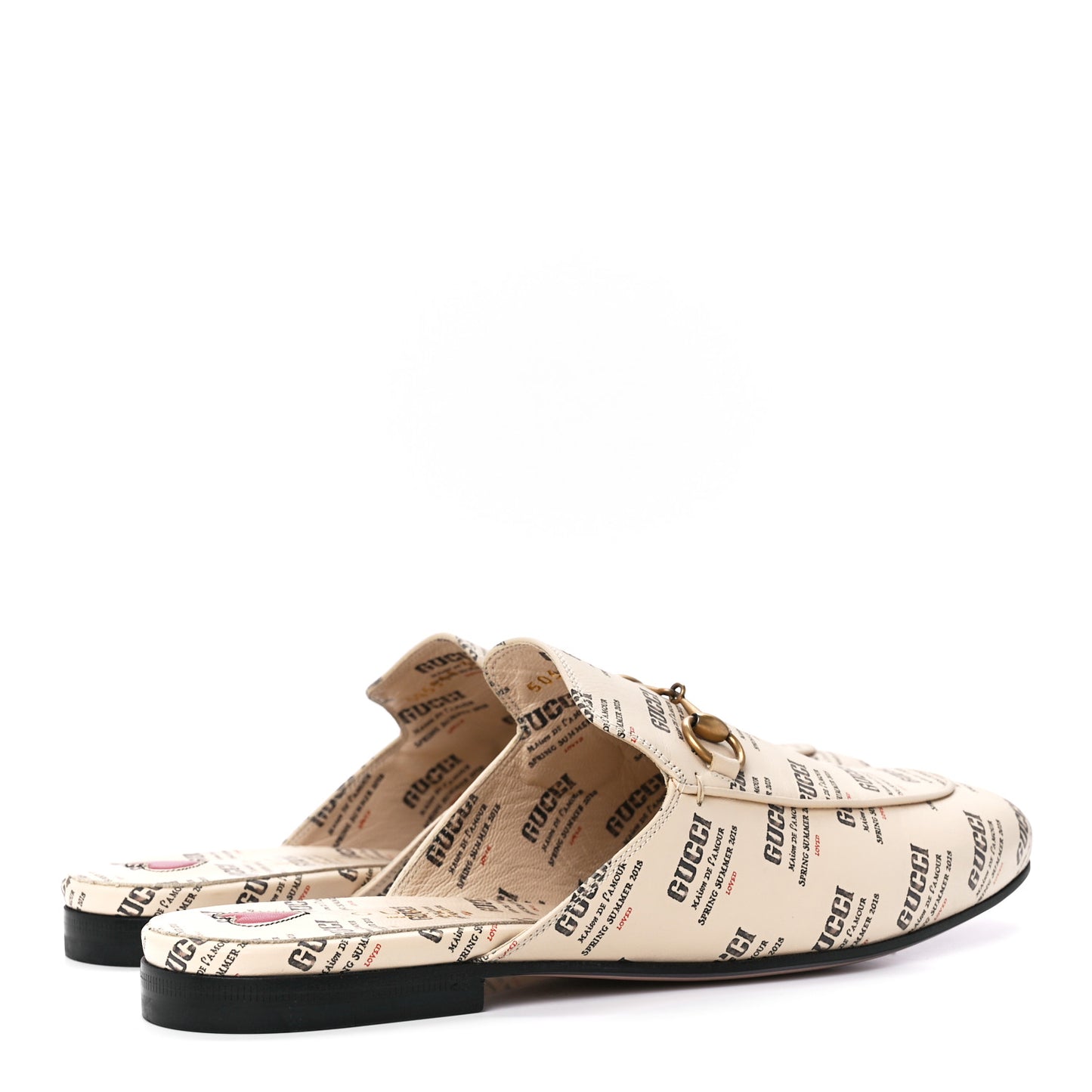 Calfskin Stamp Print Womens Princetown Slippers 39 Soy Black