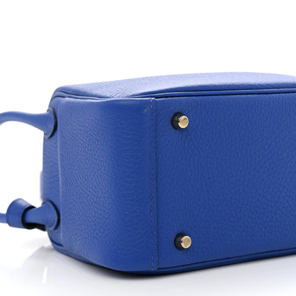 Hermes Taurillon Clemence Mini Lindy 20 Bleu Electrique 9 of 10