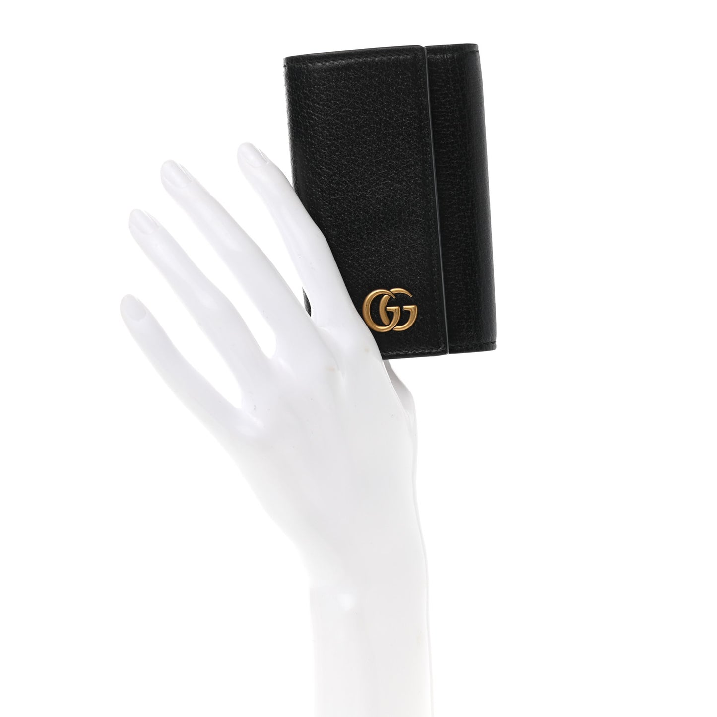 Calfskin Boar Effect GG Marmont 6 Key Holder Black