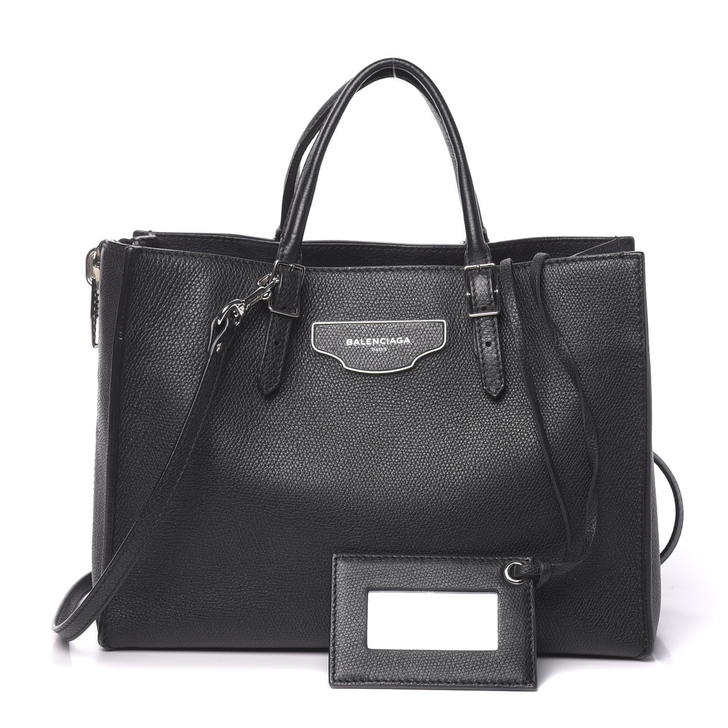 Balenciaga Grained Calfskin Plate Hardware Papier A6 Zip Around Tote Black 1 of 12