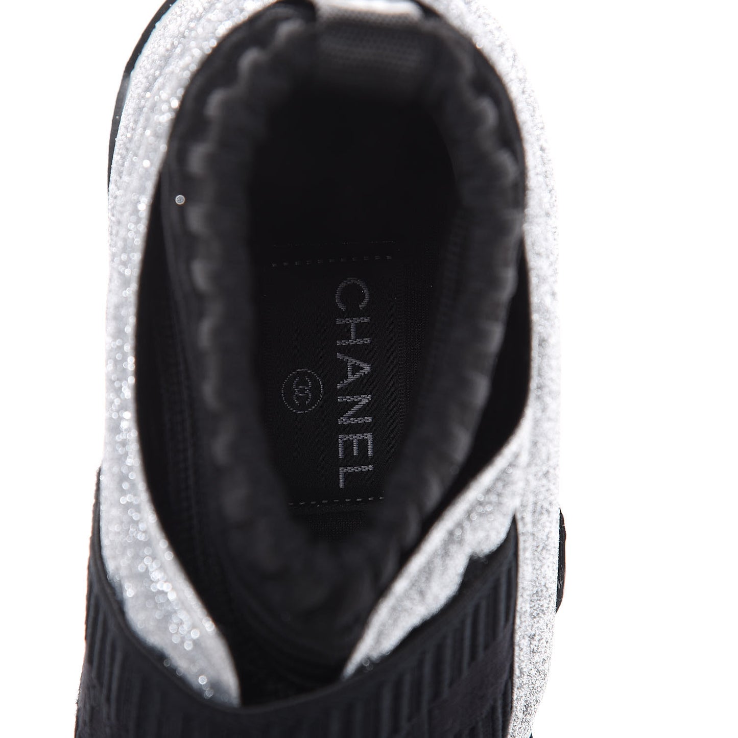 Glitter Stretch Fabric CC Sneakers 40 Black Silver