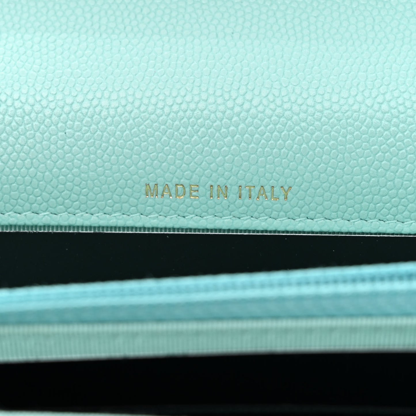 Caviar Quilted Square Wallet On Chain WOC Light Blue