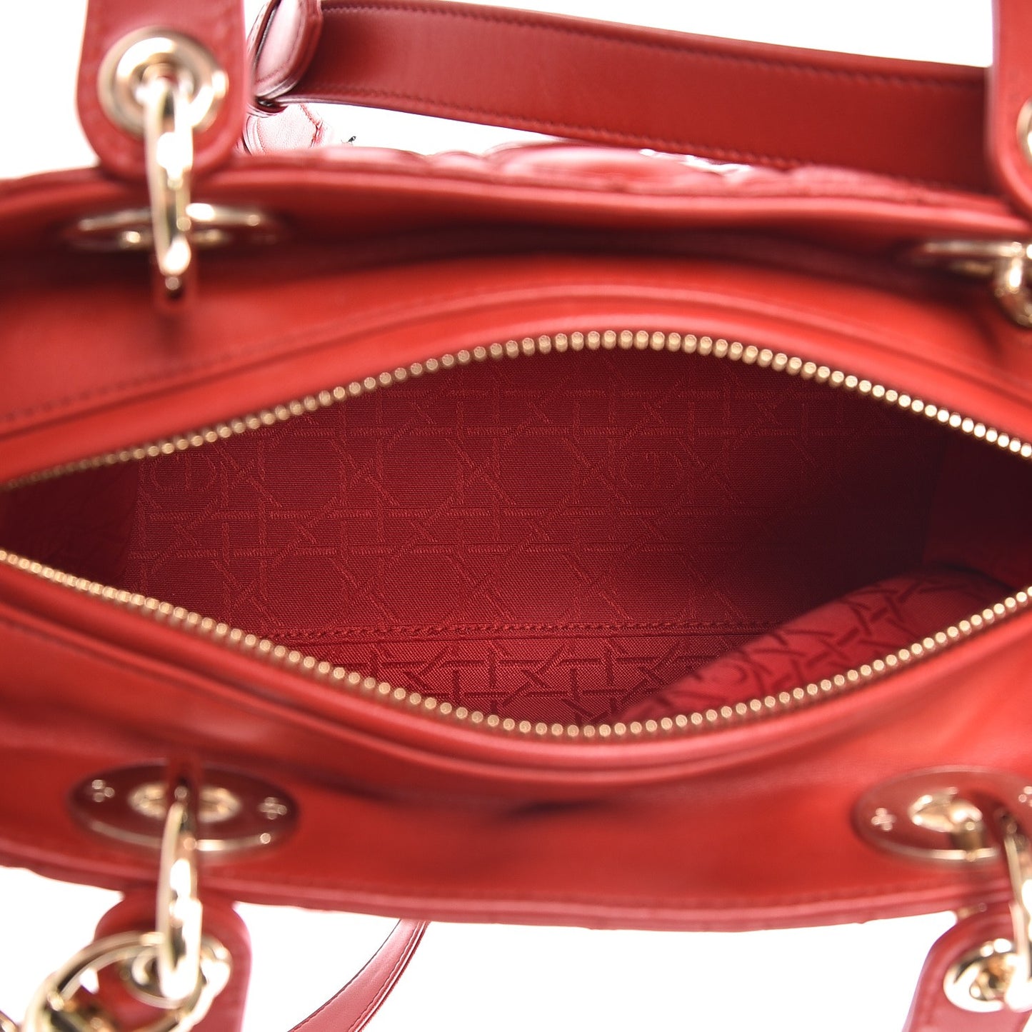Lambskin Cannage Medium Lady Dior Red