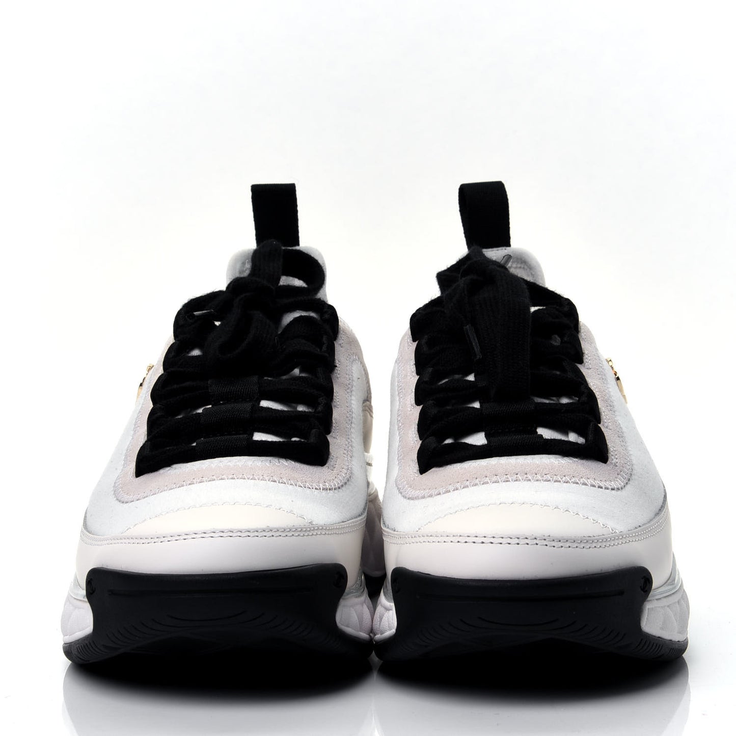 Velvet Calfskin Mixed Fibers CC Sneakers 36 Ivory