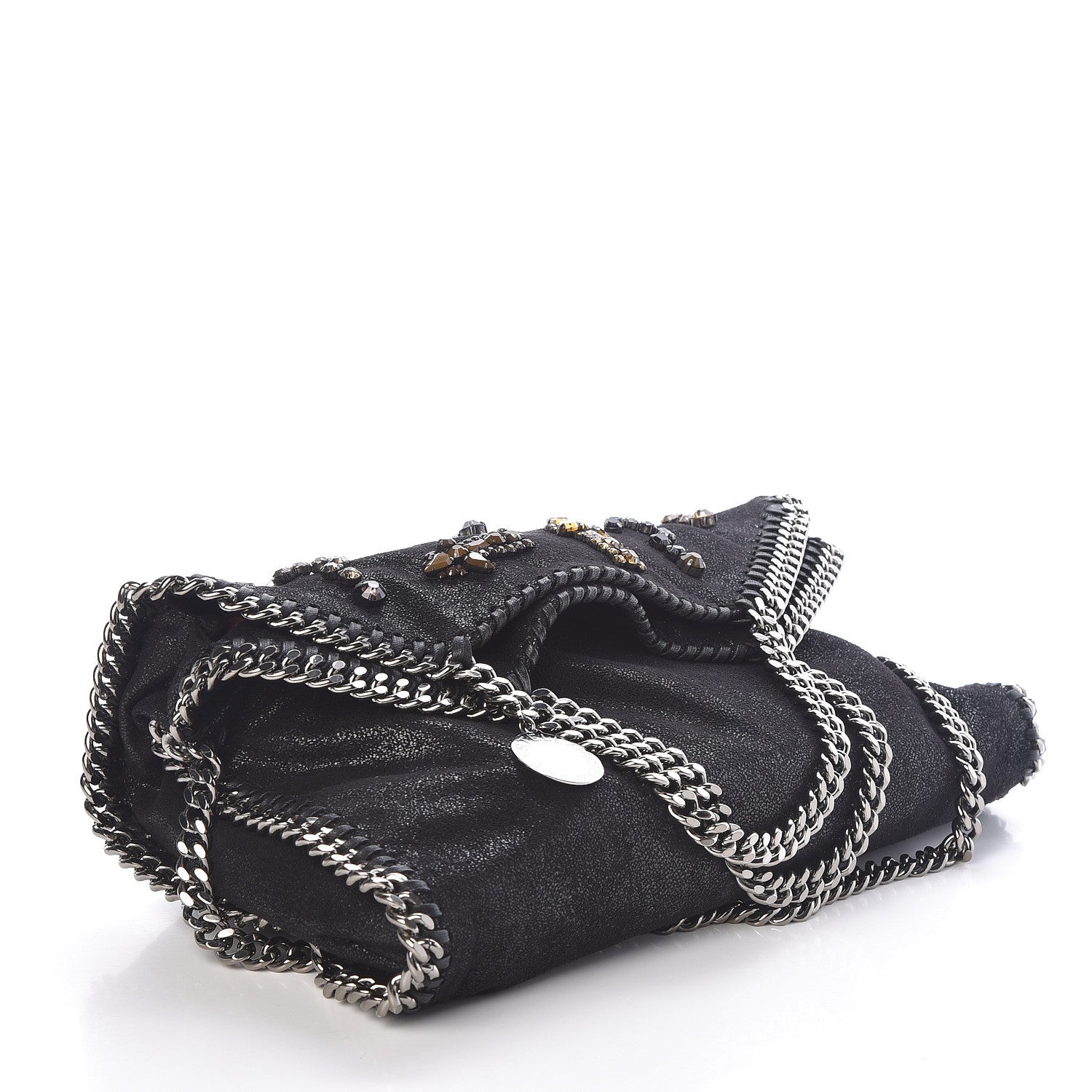 Stella McCartney Embellished Shaggy Deer Small Falabella Fold Over Tote Black 4 of 9
